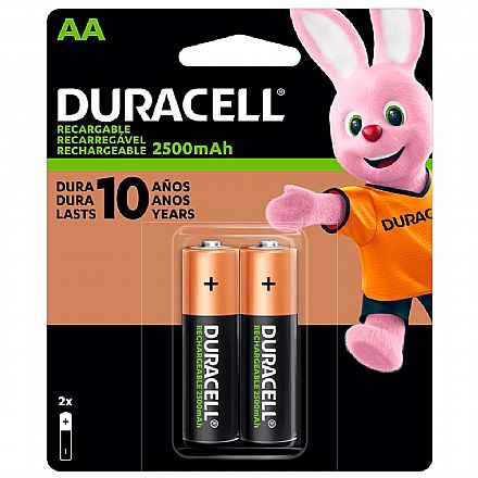 Bateria & Pilhas - Pilha Recarregável AA Duracell DX1500 - 2500mAh - 2 unidades