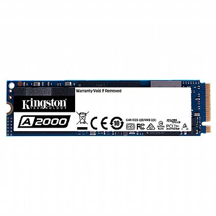 SSD M.2 500GB Kingston A2000 - NVMe - 3D NAND - Leitura 2200MB/s - Gravação 2000MB/s - SA2000M8/500G SSD - SSD M.2 500GB Kingston A2000 - NVMe - 3D NAND - Leitura 2200MB/s - Gravação 2000MB/s - SA2000M8/500G