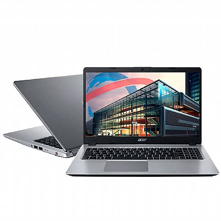 Notebook - Notebook Acer Aspire A515-55G-588G - Tela 15.6" Full HD, Intel i5 1035G1, RAM 32GB, SSD 256GB + HD 1TB, GeForce MX 350 - Windows 10 - Prata