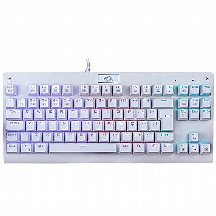 Teclado - Teclado Mecânico Redragon Dark Avenger Lunar White - ABNT2 - Iluminação RGB Chroma - Switch Marrom - K568W-RGB BROWN