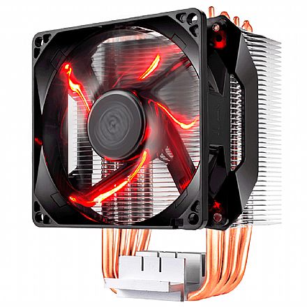 Cooler CPU - Cooler Master Hyper H410R - (AMD / Intel) - 4 heat Pipes de Cobre - com LED Vermelho - RR-H410-20PK-R1