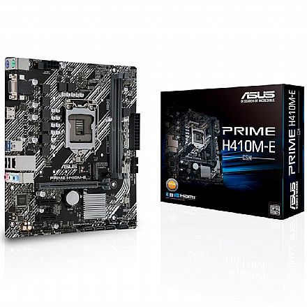 Placa Mãe para Intel - Asus Prime H410M-E (LGA 1200 - DDR4 2933) - Chipset Intel H410 - USB 3.2 - Slot M.2 - Micro ATX