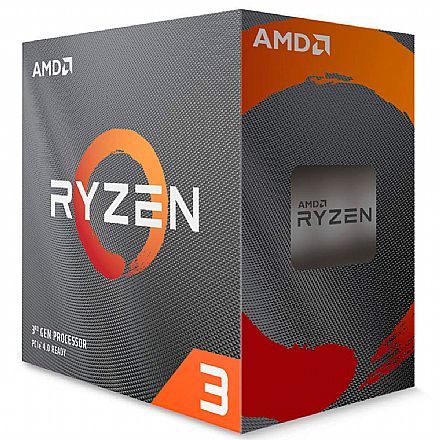 Processador AMD - AMD Ryzen 3 3100 Quad Core - 3.6GHz (Turbo 3.9GHz) - Cache 18MB - AM4 - TDP 65W - 100-100000284BOX
