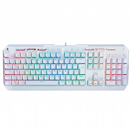 Teclado - Teclado Mecânico Gamer Redragon Varuna Lunar White - ABNT2 - Iluminação RGB Chroma - Switch Vermelho - K559W-RGB RED