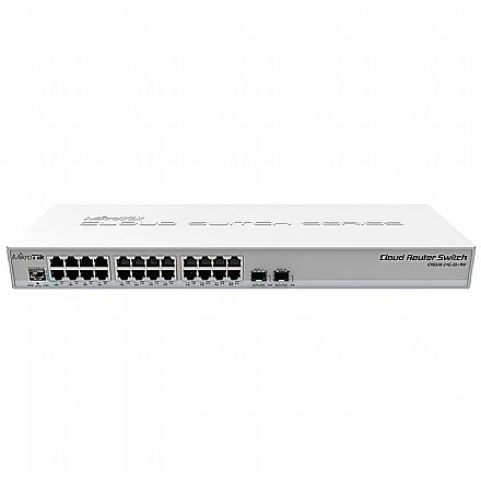 Roteador, Repetidor & Acess Point - Switch Mikrotik Router - 24 Portas Gigabit - 2 Portas SFP+ - Gerenciável - RouterOS ou SwitchOS - CRS326-24G-2S+RM