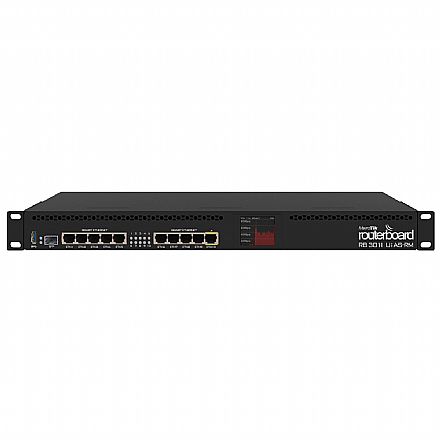 Roteador, Repetidor & Acess Point - Roteador Mikrotik - 10 Portas Gigabit - PoE - 1 Porta SFP - RouterOS L5 - RB3011UIAS-RM