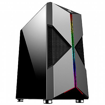 Gabinete - Gabinete Gamer Fortrek Holt - Lateral em Acrílico - LED RGB - Mid Tower - 70571 - Liquidação Peça de Vitrine