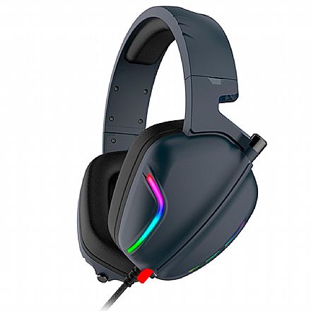 Fone de Ouvido - Headset Gamer Havit H2019U - LED RGB - Conector USB - com Microfone - Azul Marinho - HV-H2019U