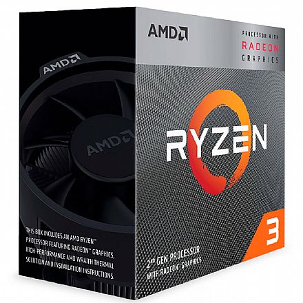 Processador AMD - AMD Ryzen 3 3200G Quad Core - 4 Threads - 3.6GHz (Turbo 4.0GHz) - Cache 6Mb - AM4 - Radeon RX Vega 8 - YD3200C5FHTRAY