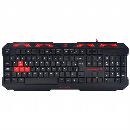 Teclado - Teclado Gamer Fortrek Spider - Teclas Multimídia - USB - Preto e Vermelho - GK706