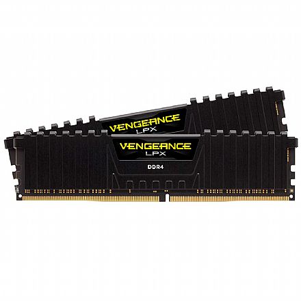 Memória para Desktop - Memória Kit 16GB DDR4 2400MHz (2 x 8GB) Corsair Vengeance LPX - CL14 - Preto - CMK16GX4M1A2400C14