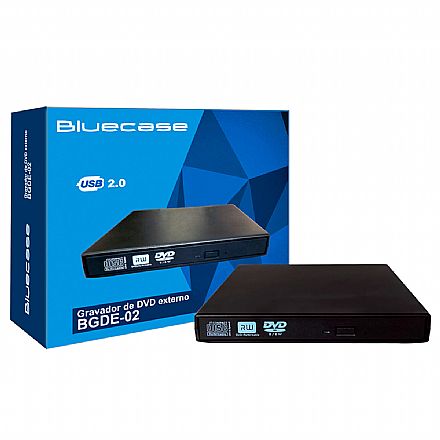 Gravador - Gravador DVD Externo Slim Bluecase - Portátil - USB - BGDE02CASE