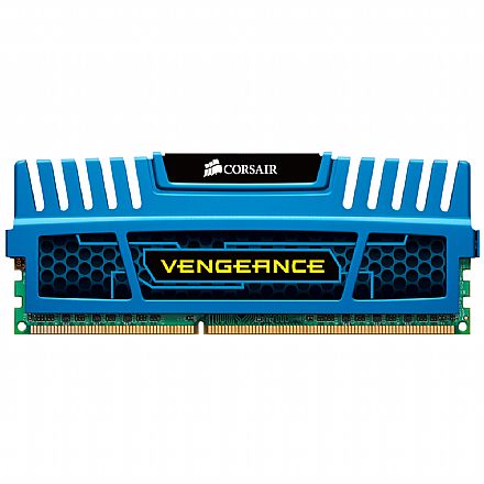 Memória para Desktop - Memória 8GB DDR3 1600MHz Corsair Vengeance - CL10 - Azul - CMZ16GX3M2A1600C10B