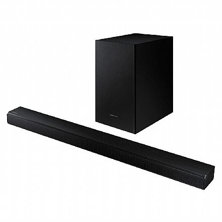 Home Theater - Soundbar 2.1 Samsung HW-T550 - 320W RMS - Subwoofer sem fio - Conexão HDMI, Óptico e Bluetooth - DTS Virtual: X