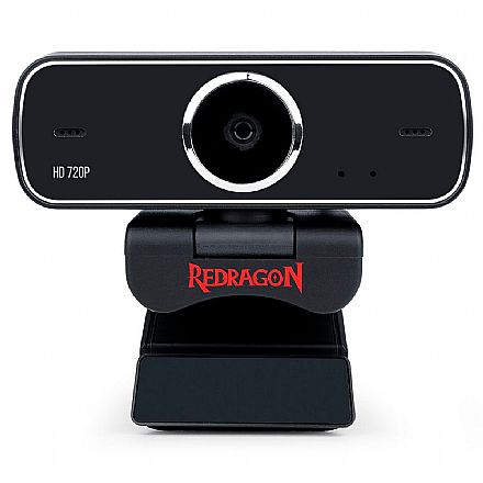 Webcam - Web Câmera Redragon Fobos - Streaming - Vídeochamadas em HD 720p - com Microfone Duplo - GW600
