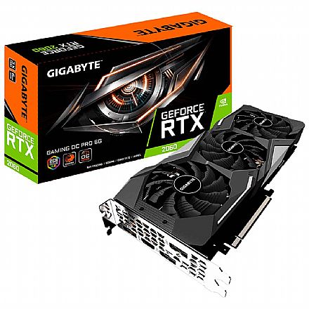 Placa de Vídeo - GeForce RTX 2060 6GB GDDR6 192bits - Gaming OC - Gigabyte GV-N2060GAMINGOC PRO-6GD