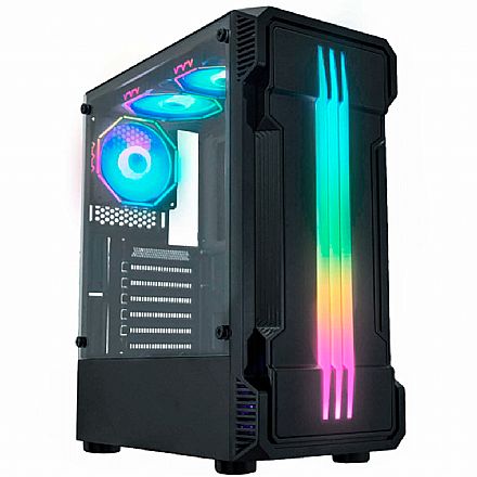 Gabinete - Gabinete Gamer K-Mex Bifrost 2 - Lateral em Vidro Temperado - LED RGB - CG-01KB