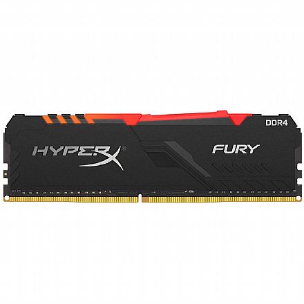 Memória para Desktop - Memória 8GB DDR4 3000MHz HyperX Fury RGB - CL15 - Preto com Iluminação RGB - HX430C15FB3A/8