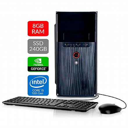 Computador - Computador Bits WorkHard - Intel i5 10400F, 8GB, SSD 240GB, Video GeForce, Kit Teclado e Mouse, FreeDos - 2 Anos de garantia