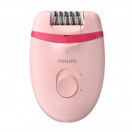 Beleza e Cuidado Pessoal - Depilador Elétrico Philips Satinelle Essential BRE285/00 - Bivolt - com Fio - Removedor com 7 Acessórios - Rosa