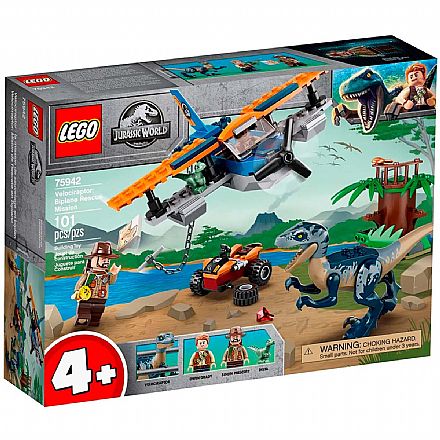 Brinquedo - LEGO Jurassic World - Velociraptor: Missão de Resgate com Biplano - 75942