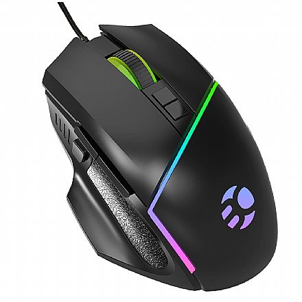 Mouse - Mouse Gamer Bluecase BGM-02 - 6400dpi - Iluminação RGB - 8 Botões - Macros Prográmaveis