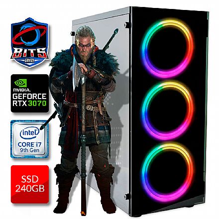 Computador Gamer - PC Gamer Bits 2022 - Intel i7 9700KF, 16GB, SSD 240GB, Video GeForce RTX 3070