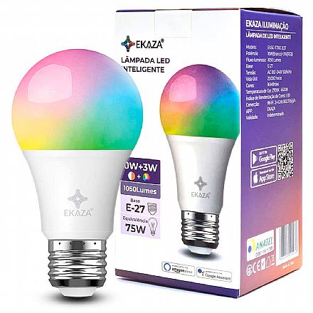 Iluminação & Elétricos - Lâmpada Inteligente RGB Ekaza - Soquete E27 - Bivolt - 10W+ 3W - EKSG-T710C