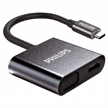 Cabo & Adaptador - Adaptador Conversor USB-C para HDMI 4K - USB 3.0 - USB-C - VGA - Compatível com Samsung DEX - Philips SWV6004G