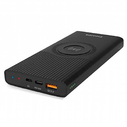 Carregadores - Power Bank Carregador Portátil sem Fio - Philips DLP6643C/97 - Ultra Rápido - PD18W - Quick Charge 3 - 10000mAh