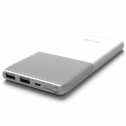 Carregadores - Power Bank Carregador Portátil Philips DLP9001NW - 2 portas USB + Porta Micro-USB - 10000mAh - Slim