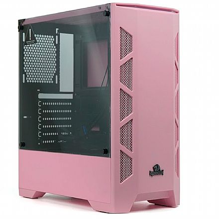 Gabinete - Gabinete Gamer Redragon Starscream - Lateral em Vidro Temperado - Rosa - GC-610P