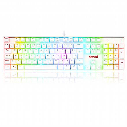 Teclado - Teclado Mecânico Gamer Redragon Mitra - ABNT2 - Iluminação RGB Chroma - Switch Vermelho - Branco - K551W-RGB