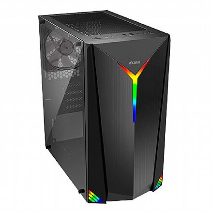 Gabinete - Gabinete Gamer Akasa Apache Flare - Frontal RGB - Lateral em Vidro Temperado - A-ATX08-A1B