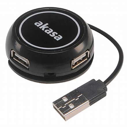 Cabo & Adaptador - HUB USB 2.0 - 4 Portas - Akasa AK-HB-19BK
