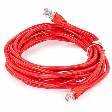 Cabo de rede - Cabo de Rede UTP (Patch Cord) RJ45 Cat 5e - 10 metros - Vermelho - Plus Cable PC-ETHU100RD