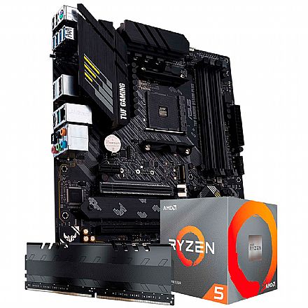Kit Upgrade - Kit Upgrade Processador AMD Ryzen™ 5 5600X + Placa Mãe Asus TUF GAMING B550M-PLUS + Memória 8GB DDR4 (2x4GB)