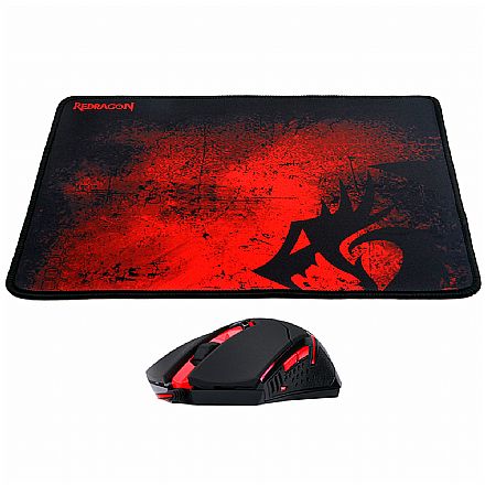 Mouse - Kit Mouse e Mousepad Gamer Redragon M601-BA - 3200dpi - Pad 30 x 26cm