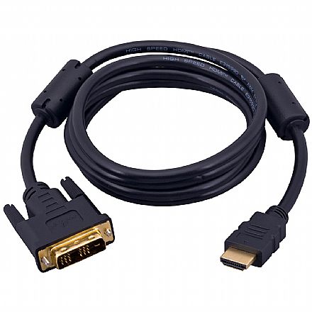 Cabo & Adaptador - Cabo Conversor HDMI para DVI-D - 1.8 metros - Single Link - 18+1 Pinos (HDMI M X DVI-D M) - Fortrek HMD201 - 51994