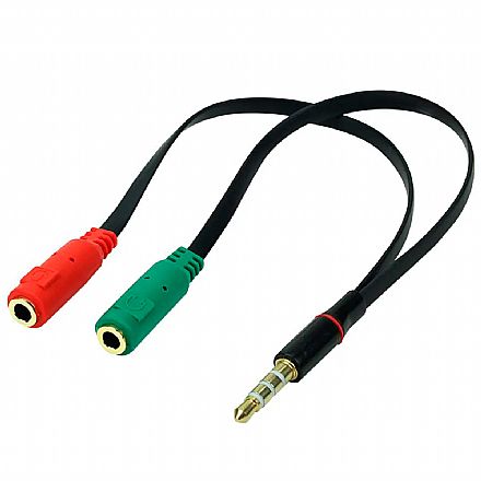 Acessorios de som - Cabo Adaptador P3 Macho para 2 P2 Fêmea 3,5mm - Fone e Microfone para Headset - Chip SCE 018-6045