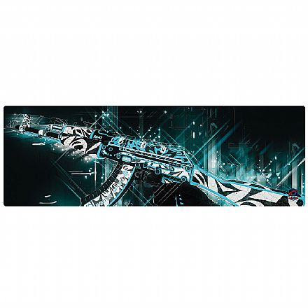 Mouse pad - Mousepad Bits Gamer AK-47 Azul - Extra Grande: 680 x 350mm