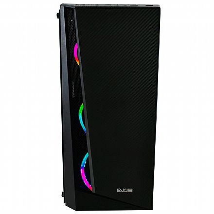 Gabinete - Gabinete Gamer Evus EV-G15 - Lateral em Vidro Temperado - 3 Coolers RGB Inclusos