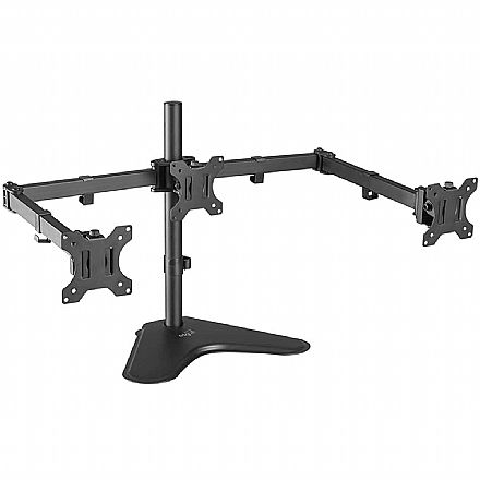 Monitor - Suporte para 3 Monitores / TVs até 27" - Articulado de Mesa com Regulagem de Altura - ELG T1236N