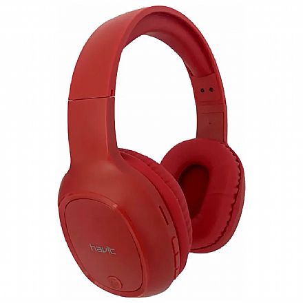Fone de Ouvido - Fone de Ouvido Bluetooth Havit H2590BT - Cartão SD e FM - Vermelho