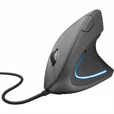 Mouse - Mouse USB Ergonômico Vertical Trust Verto - 1600dpi - LED Azul - 6 Botões - T22885