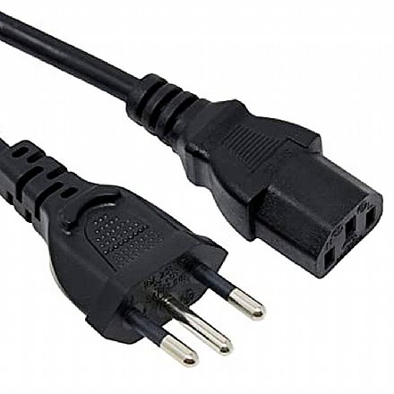 Cabo & Adaptador - Cabo de Força 3 metros - Tripolar - Padrão 3 pinos - 1,5mm / 16A - para Fonte até 1200W