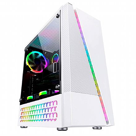 Gabinete - Gabinete Gamer Bluecase BG-018W - Lateral Transparente - Frontal RGB - USB 3.0