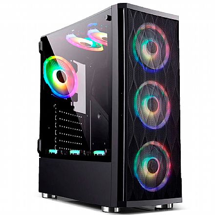 Gabinete - Gabinete Gamer Bluecase BG-025 - Lateral em Vidro Temperado - USB 3.0 - Mid Tower