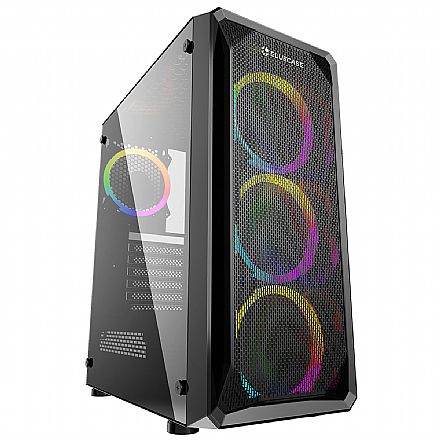 Gabinete - Gabinete Gamer Bluecase BG-032 - Lateral em Vidro Temperado - USB 3.0 - Mid Tower