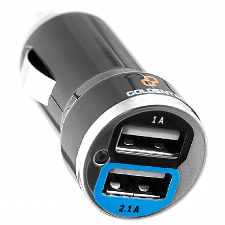 Carregador Veicular USB - com 2 portas USB - Goldentec GT 26978 Carregadores - Carregador Veicular USB - com 2 portas USB - Goldentec GT 26978